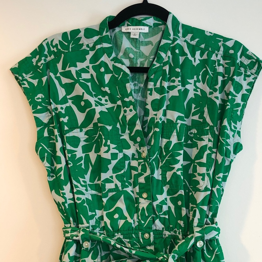 Free Assembly Women's Belted Utility Cotton Midi Shirtdress Size Small - Picture 3 of 11